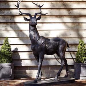 Cast Iron Majestic Stag - Bronze  Statue - Facing Left